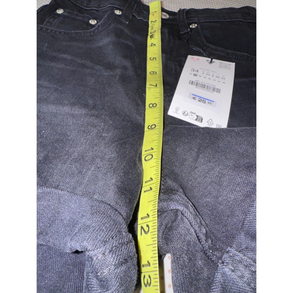 NWT Zara Mom Fit Bermuda Denim Shorts Black High Waisted Cuffed Size 2 24 - Picture 7 of 7